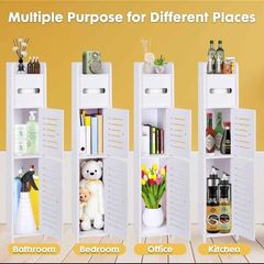 Toilet Paper Holder Stand, Toilet Storage  for Bathroom, Slim Corner Shelf for Small Space