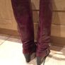 Burgundy Leather knee High Heeled Boots Image 5
