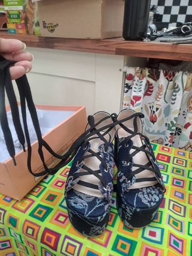 Public desire platform denim sandals