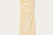 Cream Sheer Neck Ruched Bodycon Dress