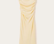 Cream Sheer Neck Ruched Bodycon Dress
