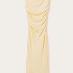 Cream Sheer Neck Ruched Bodycon Dress