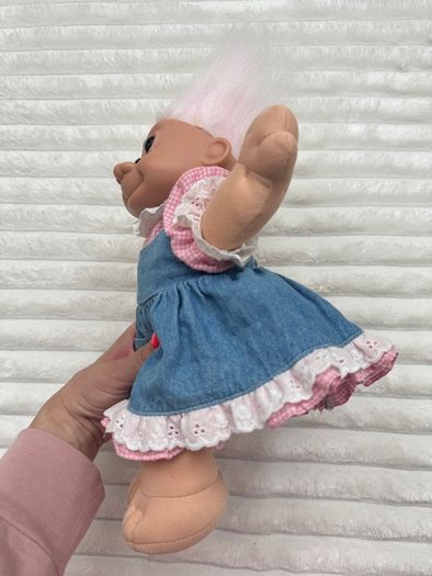 Russ Vintage Troll Kidz Daisy Troll Dress Plush Doll Used Dirty Damaged Please see pictures