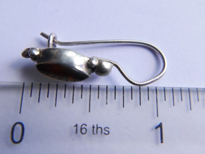 Vintage Baltic Amber Drop Earring, 925 Sterling Silver 2,1g