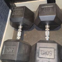 50kg Rubber Hex Dumbells