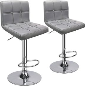 NEW SALE | Bar Stools (2/Set) Adjustable Bar Chairs Breakfast Dining Stools for Kitchen Island Counter PU Leather Double Stitching Square Back with decoration