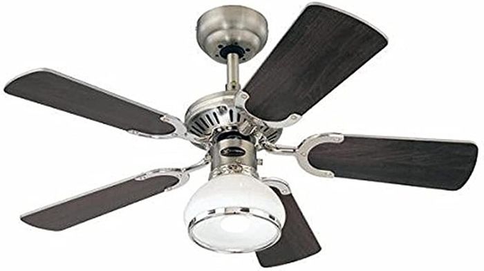 Princess Radiance II One-Light 90 cm Five-Blade Indoor Ceiling Fan, Dark Pewter/Chrome Finish with Dome Glass (FREE POSTAGE)