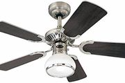 Princess Radiance II One-Light 90 cm Five-Blade Indoor Ceiling Fan, Dark Pewter/Chrome Finish with Dome Glass (FREE POSTAGE)
