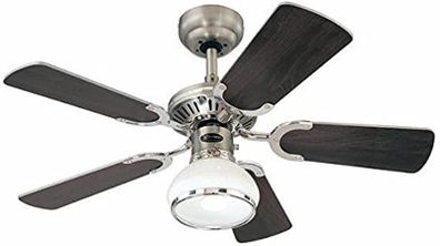 Princess Radiance II One-Light 90 cm Five-Blade Indoor Ceiling Fan, Dark Pewter/Chrome Finish with Dome Glass (FREE POSTAGE)