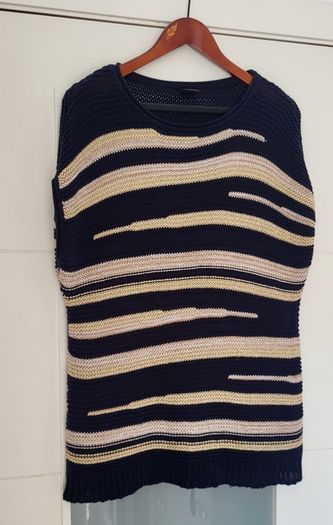 MADELEINE navy beige and gold knit Sz M (Fit 12-14UK) - Rrp 149 (New)