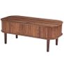 Lift Top Coffee Table, Fluted Oval Coffee Table with 3 Hidden Compartment, Mid Century Wooden Oval Center Desk with Storage Image 2