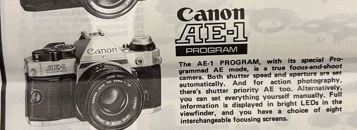 1984 Canon AE-1 Program Film Camera + Sigma zoom lens +Vivitar flash