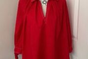 Red Claudie Pierlot Tunic Style Cotton Blouse - Size 36