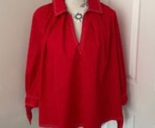 Red Claudie Pierlot Tunic Style Cotton Blouse - Size 36