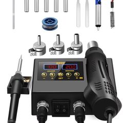 2-in-1 Soldering Station | Hot Air Gun & Soldering Iron | Digital Display