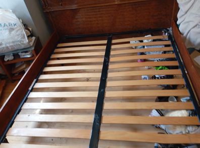 Antique wooden double bed frame
