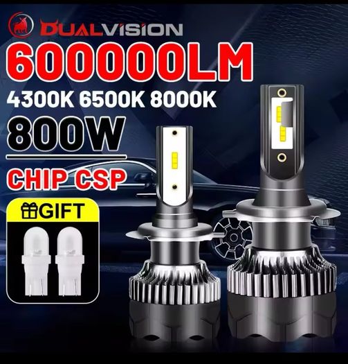 Led Headlight 800w Led H7 6500k 2pcs  12v