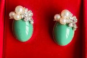Brand new Pearl &amp; Stone Stud Earrings
