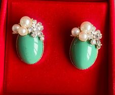 Brand new Pearl & Stone Stud Earrings