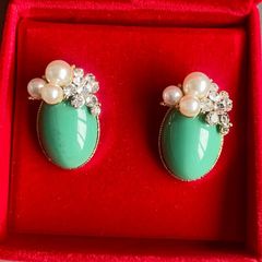 Brand new Pearl & Stone Stud Earrings