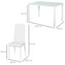 5-Piece Kitchen Dining Table Set with 4 Faux Leather Metal Frame Chairs Glass Tabletop Desk for Dining Room, Kitchen, Dinette, White Image 6