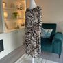 Wallis Ladies Knee-length Black and Beige Animal-print Dress with gathered side tie. Image 10