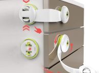 main image for ad Child Safety Locks, Flow.month 10 Pack Child Safety Cupboard Locks, No Tools or Drilling Needed, Baby Cabinet Locks for Kitchen Cabinets, Drawers, Appliances, Closet, Kitchen, Fridge and Oven, Trash