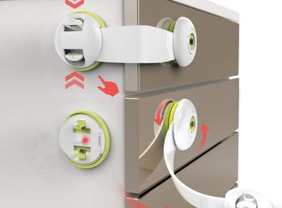 Child Safety Locks, Flow.month 10 Pack Child Safety Cupboard Locks, No Tools or Drilling Needed, Baby Cabinet Locks for Kitchen Cabinets, Drawers, Appliances, Closet, Kitchen, Fridge and Oven, Trash