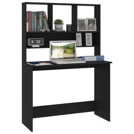 Desk with Shelves Black 110x45x157 cm Chipboard