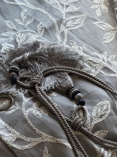 Luxury Grey Embroidered Eyelet Curtains
