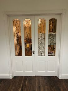 Pair of Internal French Doors with Decorative Glass - 750mm Each