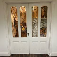 Pair of Internal French Doors with Decorative Glass - 750mm Each