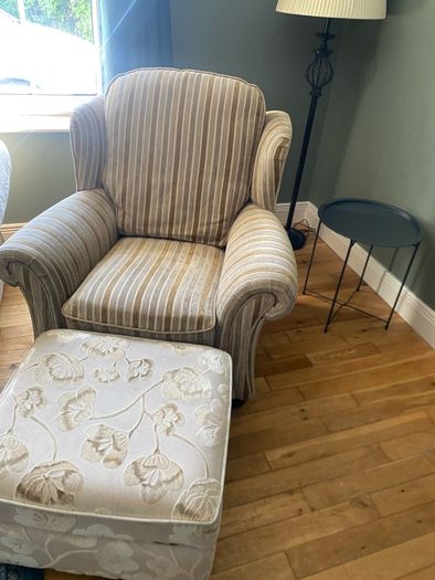 Three Piece Suite (3+1+1) and footstool