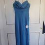 Blue Satin Slip Dress Image 2