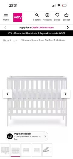 2 Obaby space saver cots and mattress (will sell separately)