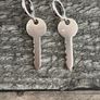 Silver Plated Key Earrings Image 3