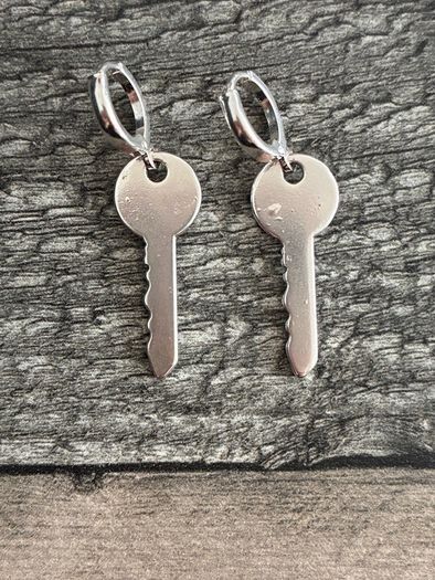 Silver Plated Key Earrings
