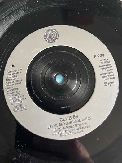 Club69. Let me be your underwear picture sleeve vinyl record single in vg+ condition