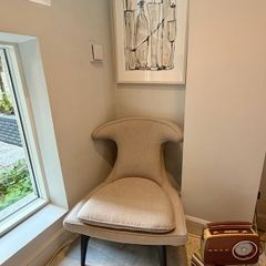 Armen Living Aria Designer Accent Chair, Taupe