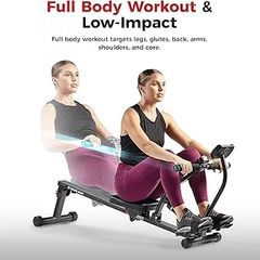 Compact Adjustable Rowing Machine, Cardio Exercise Equipment with 12 Levels of Resistance for Complete Body Workouts