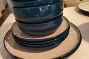 m&amp;s tribeca teal dinner set x 10