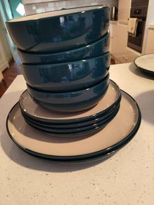 m&s tribeca teal dinner set x 10