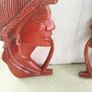 Vintage Wooden Carved Native American Man and Woman Heads w Pipes Wall Art Image 8