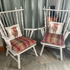 Matching wooden fireside chairs