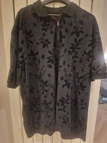 Black Floral Zip Polo shirt