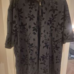 Black Floral Zip Polo shirt