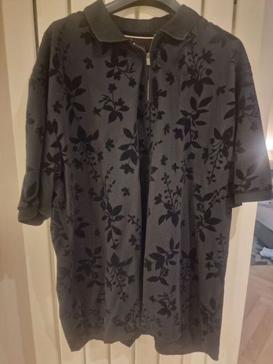 Black Floral Zip Polo shirt