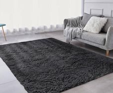 NEW SALE | Rugs Living Room - Modern Black Area Rugs for Bedroom Non Slip -Super Soft Fluffy Shaggy Thick Pile Small Rug Non-Shedding Easy To Clean, 50cm x 80cm