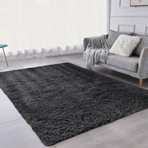 NEW SALE | Rugs Living Room - Modern Black Area Rugs for Bedroom Non Slip -Super Soft Fluffy Shaggy Thick Pile Small Rug Non-Shedding Easy To Clean, 50cm x 80cm