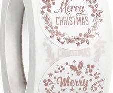 Christmas Stickers Clear, 500 PCS Happy Christmas Round Self Adhesive Stickers Presents Cards Tag Seals Label Scrapbooking Gift Craft Box Sticker Kids Decals 1inch/2.5cm (FREE POSTAGE)